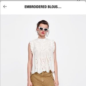 Embroidered sleeveless blouse